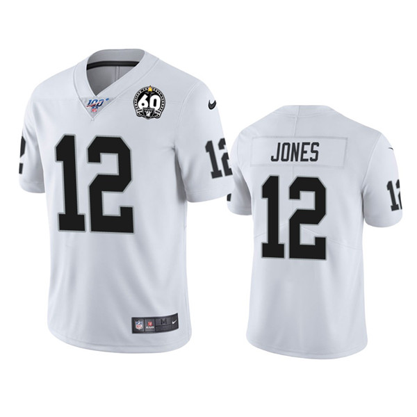 Raiders #12 Zay Jones White 100th Season With 60 Patch Vapor Limited Stitched Jersey - Zenithce