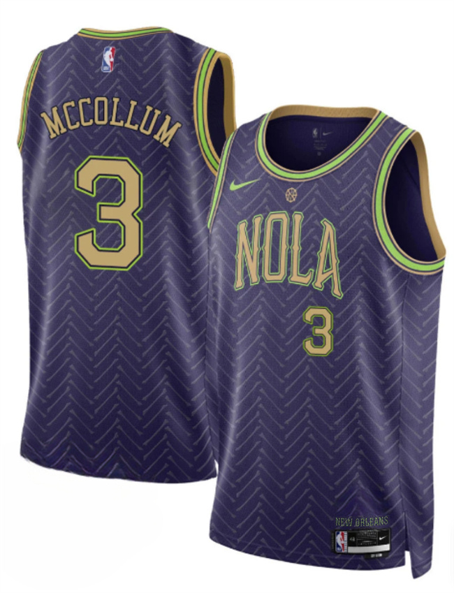 New Orleans Pelicans #3 CJ McCollum Purple 2024-25 City Ediiton Stitched Jersey - Zenithce