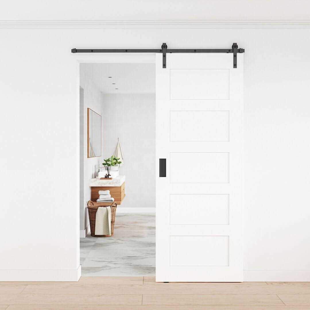 winsoon Black Heavy-Duty Steel Rolling Barn Door Hardware Kit for Single Wood Door with Non-Routed Floor Guide - Zenithce