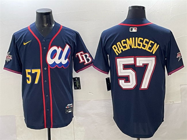 American League #57 Drew Rasmussen Navy 2025 All-Star Edition Limited Stitched Jersey - Zenithce