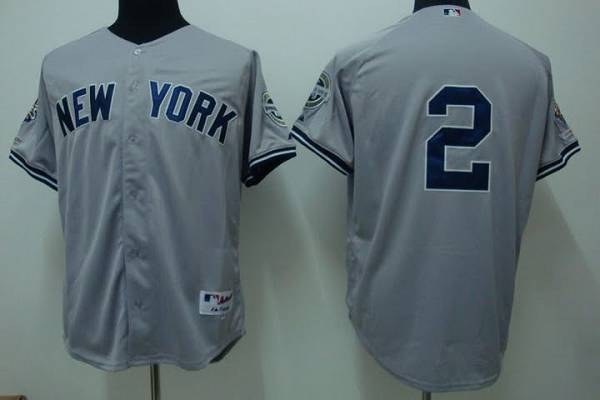 Yankees #2 Derek Jeter Stitched Grey Jersey - Zenithce