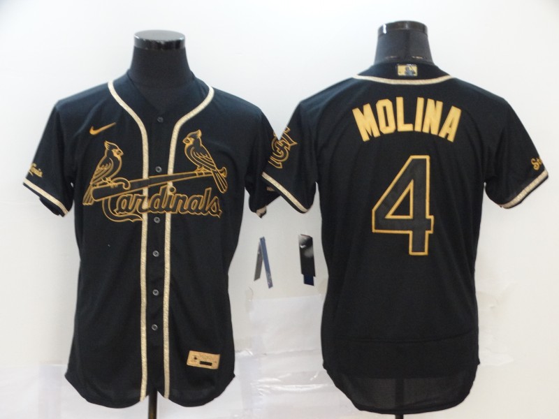 St. Louis Cardinals #4 Yadier Molina Black Golden Flex Base Stitched Jersey - Zenithce