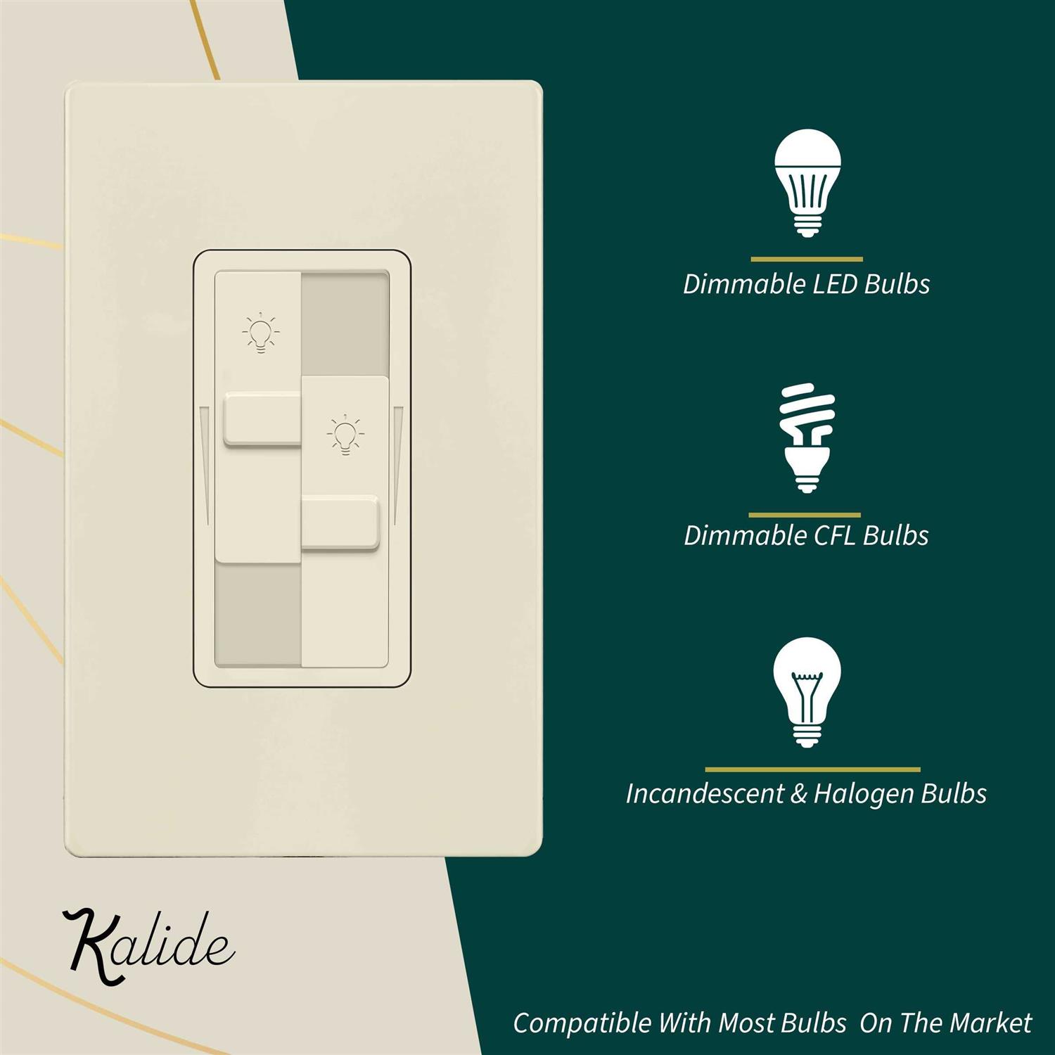 Topgreener Kalide Dual Load Dimmer Light Switch Double LED Dimmer Switch - Zenithce