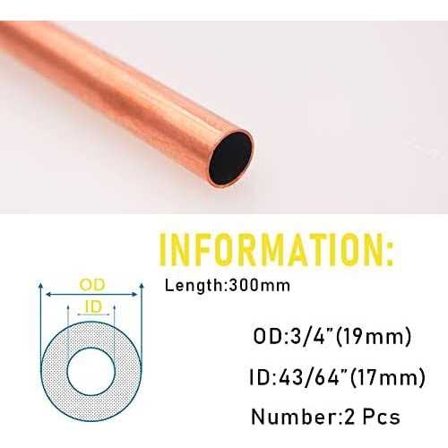 Tynulox OD 99.9% Copper Tube 0.5mm Wall × 300mm Length × - Zenithce