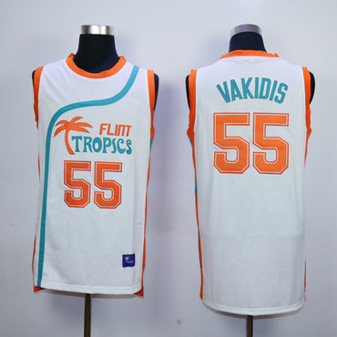 Flint Tropics 55 Vakidis White Semi Pro Movie Stitched Jersey - Zenithce