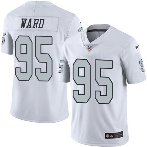 Raiders #95 Jihad Ward White Stitched Limited Rush Nike Jersey - Zenithce