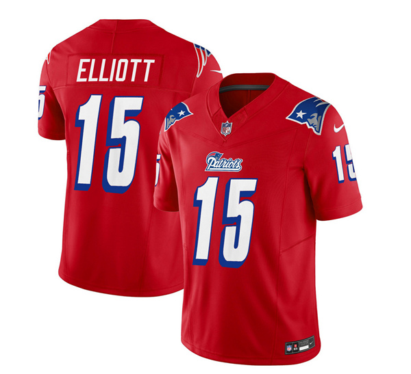 New England Patriots #15 Ezekiel Elliott Red 2023 F.U.S.E. Vapor Limited Stitched Jersey - Zenithce