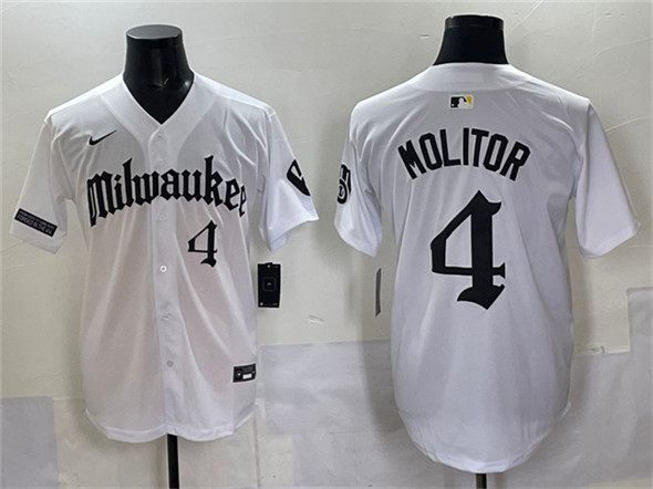 Milwaukee Brewers #4 Paul Molitor White 'Gothic 414 Shadows Edition' Vapor Premier Limited Stitched Jersey - Zenithce