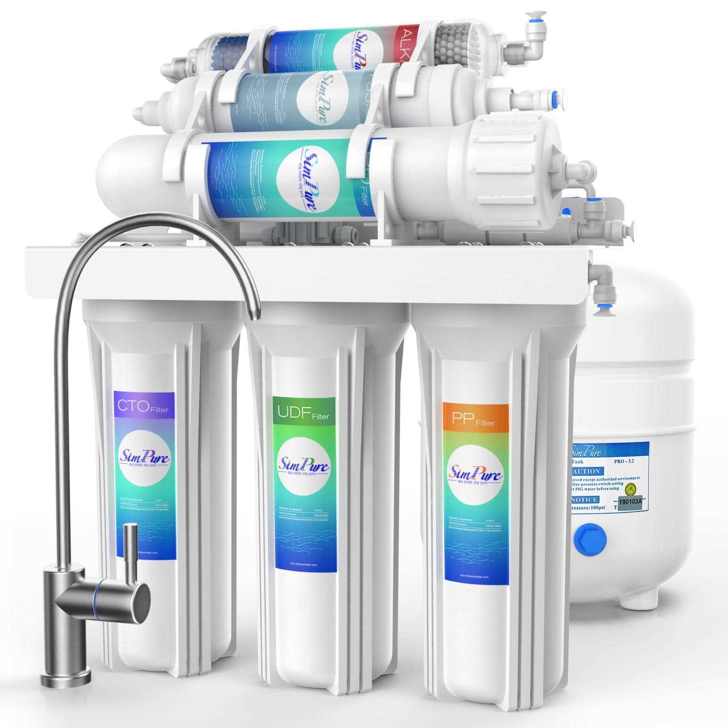 Simpure Under Sink Water Filter System 6-Stage GPD Reverse Osmosis Filtration NSF Certified Water Alkaline System with Faucet & Tank - Zenithce