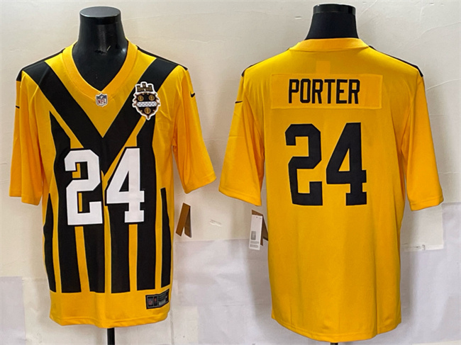 Pittsburgh Steelers #24 Joey Porter Jr. Gold 1933 Throwback Alternate Football Stitched Game Jersey - Zenithce