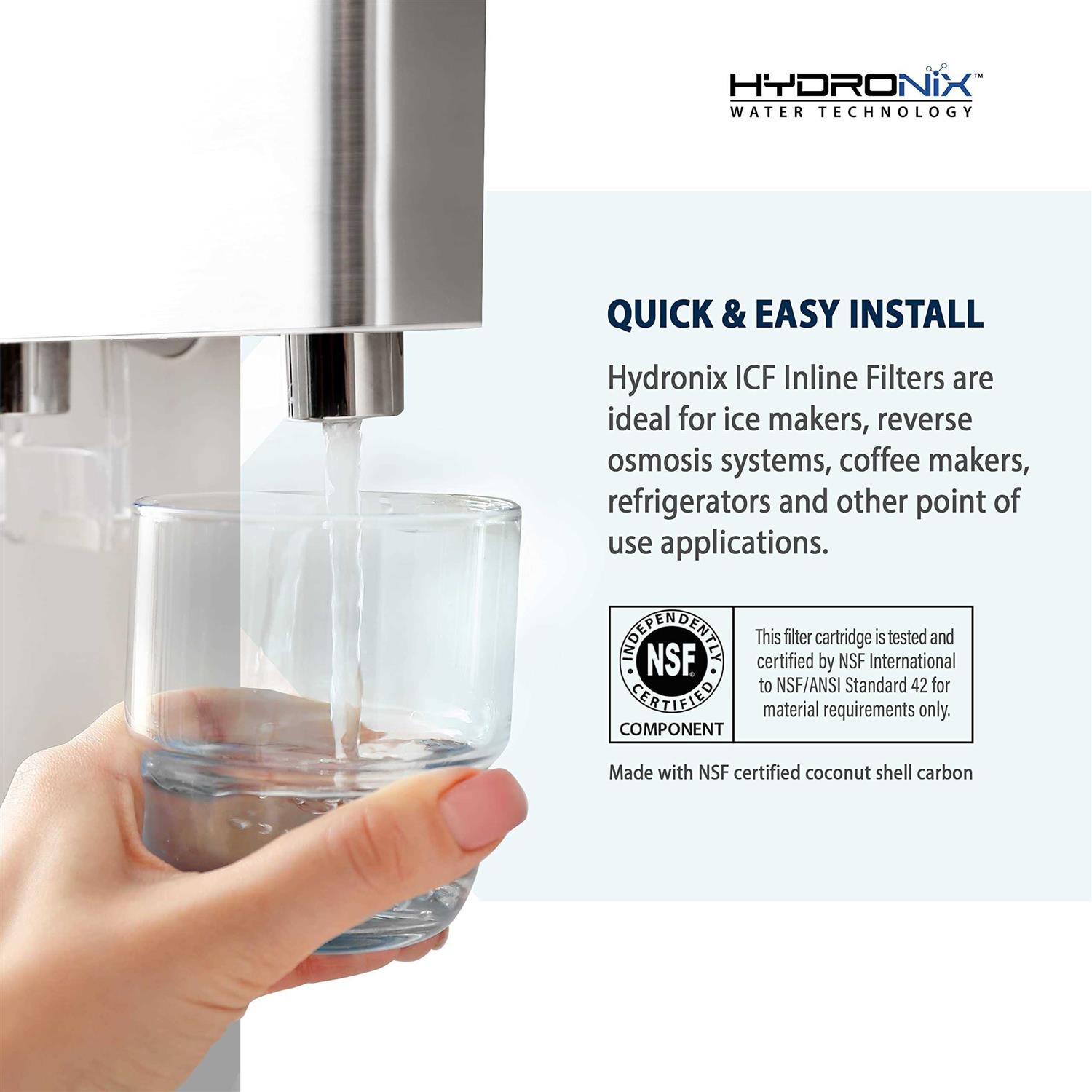 Hydronix ICF-10 Inline Coconut Carbon Water Filter - Zenithce