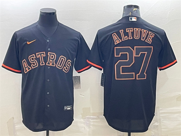 Houston Astros #27 Jose Altuve Black Cool Base Stitched Jersey - Zenithce