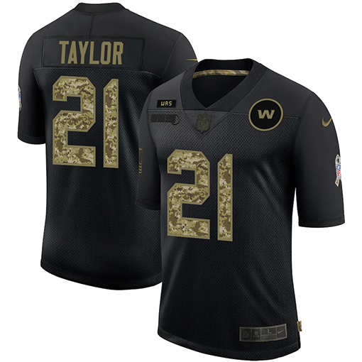 Washington Football Team #21 Sean Taylor 2020 Black Camo Salute To Service Limited Stitched Jersey - Zenithce