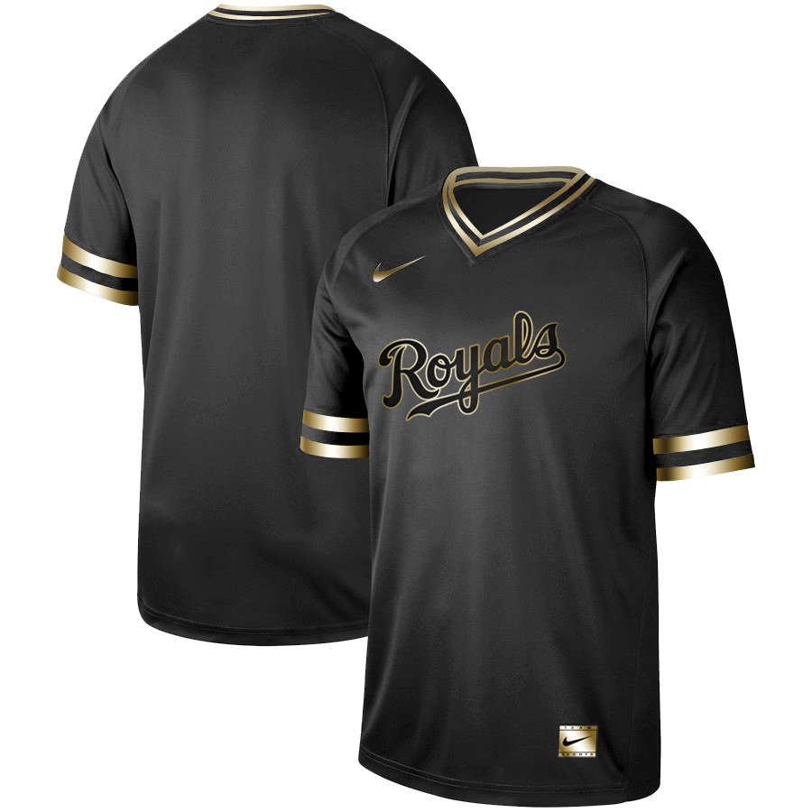 Kansas City Royals Blank Black Gold Stitched Jersey - Zenithce