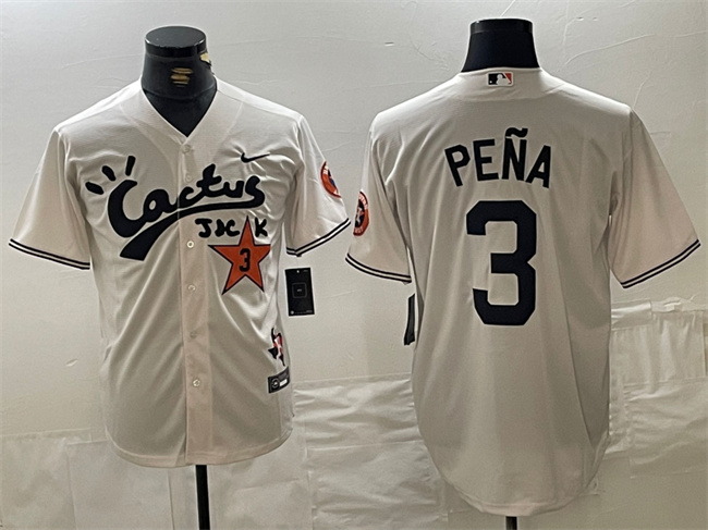 Houston Astros #3 Jeremy PeNa Cream Cactus Jack Vapor Premier Limited Stitched Jersey - Zenithce