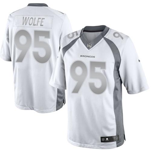 Broncos #95 Derek Wolfe White Stitched Limited Platinum Nike Jersey - Zenithce