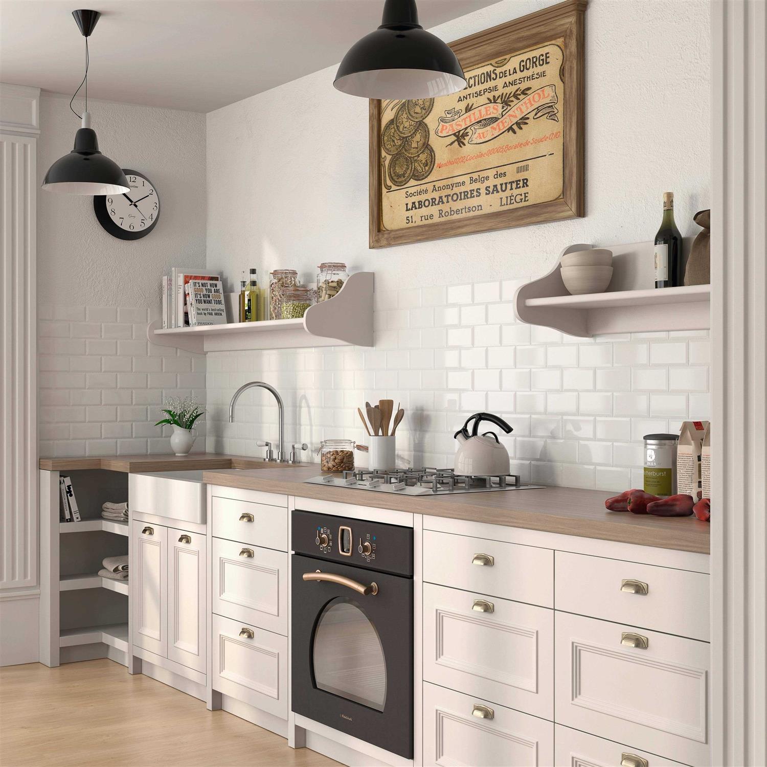Merola Tile Crown Heights Beveled 3 in. x 6 in. Glossy White Ceramic Wall Tile - Zenithce