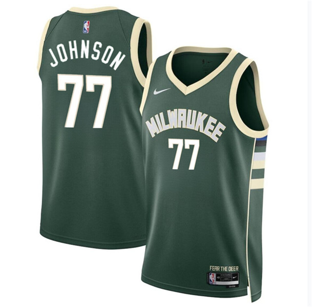 Milwaukee Bucks #77 AJ Johnson Green 2024 Draft Icon Edition Stitched Jersey - Zenithce