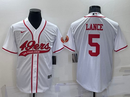 San Francisco 49ers #5 Trey Lance White Cool Base Stitched Baseball Jersey - Zenithce