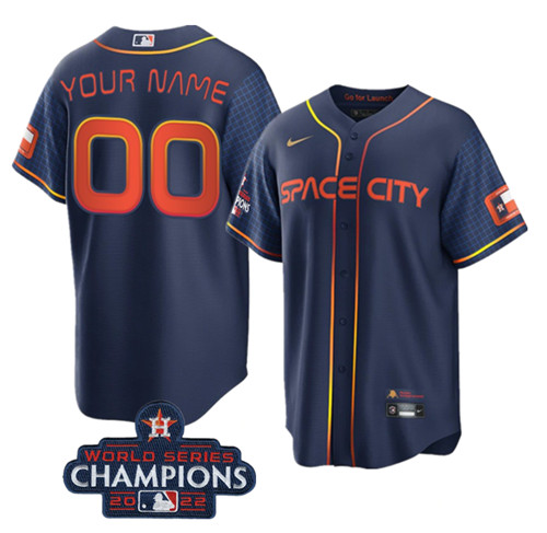 Houston Astros Customized Custom Navy 2022 World Series Champions City Connect Cool Base Stitched Baseball Jersey - Zenithce