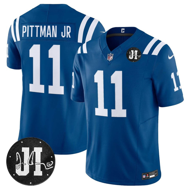 Indianapolis Colts #11 Michael Pittman Jr. Blue 2025 F.U.S.E. Jim Irsay Patch Vapor Limited Stitched Jersey - Zenithce