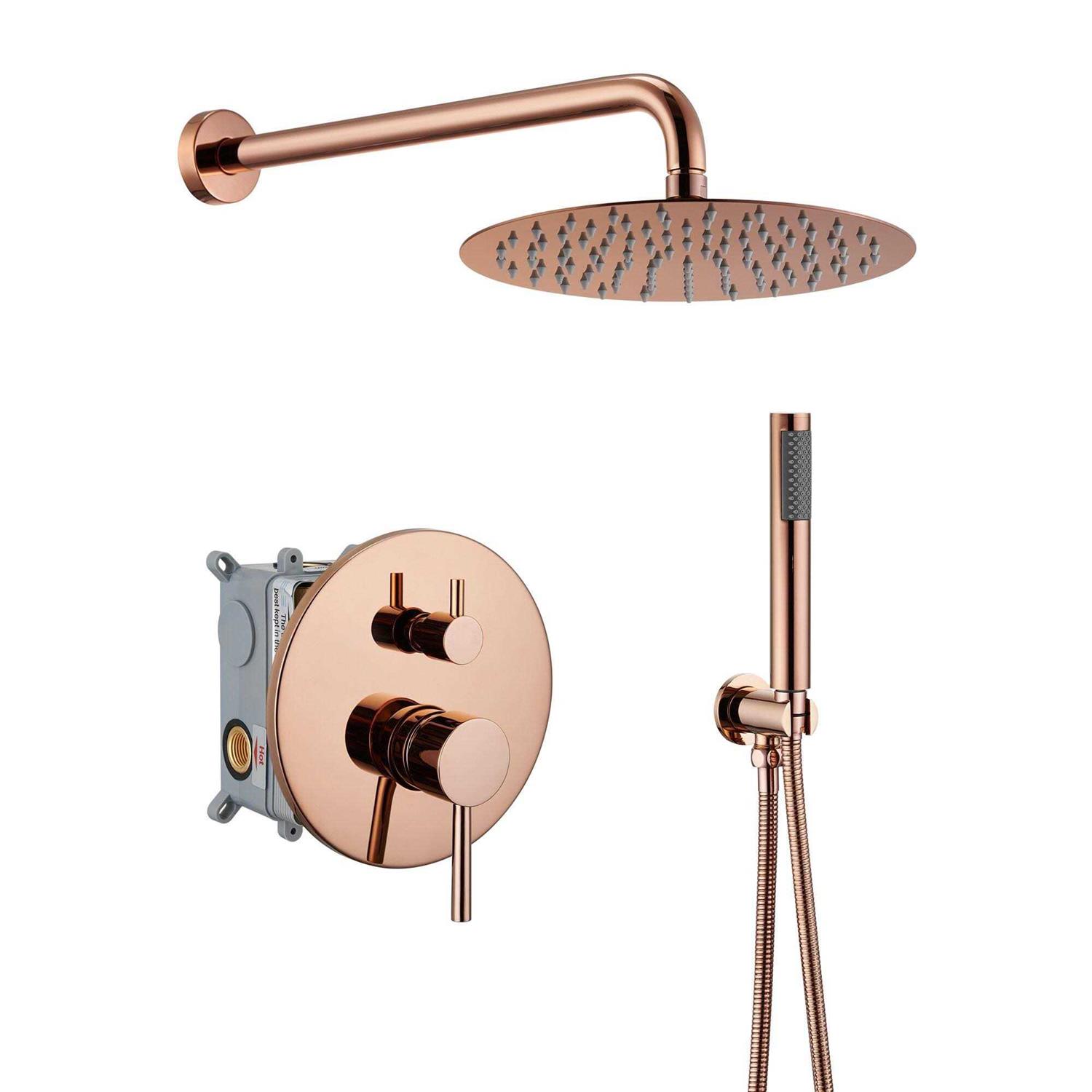 Mondawe LED Display 3 Spray Patterns 12 in. Ceiling Mount Fixed and Handheld Shower Head WFBI6025-12BL - Zenithce