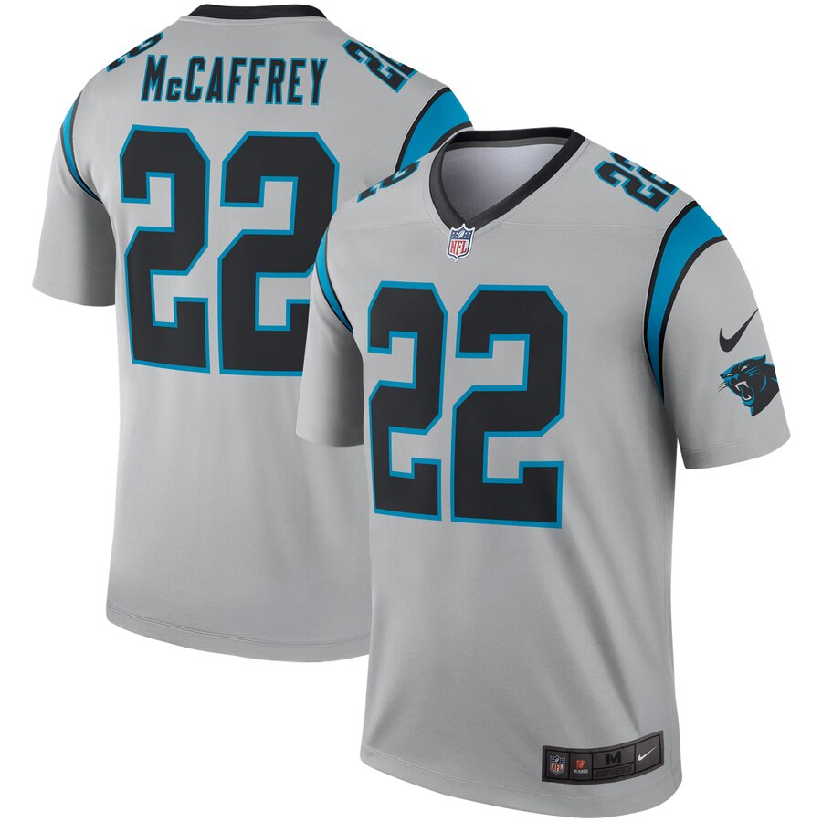 Carolina Panthers #22 Christian McCaffrey Silver Inverted Legend Jersey - Zenithce