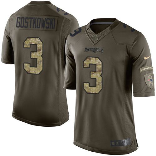 Patriots #3 Stephen Gostkowski Green Stitched Limited Salute To Service Nike Jersey - Zenithce