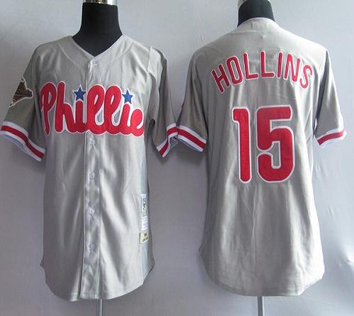 Mitchell And Ness Phillies #15 Dave Hollins Grey Stitched Throwback Jersey - Zenithce