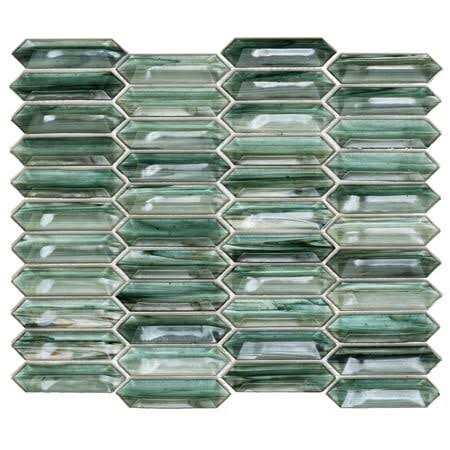 The Tile Life Seaglass Picket 14 X 12 Glass Mosaic Wall Tile - Zenithce
