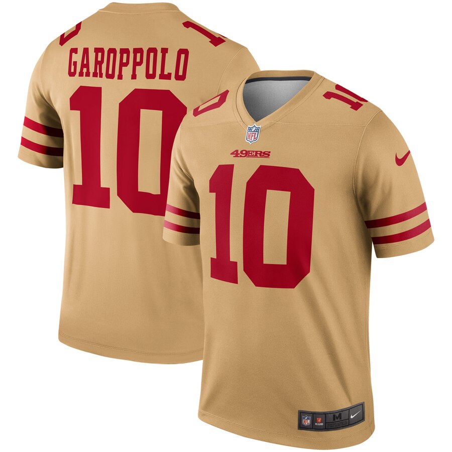 San Francisco 49ers #10 Jimmy Garoppolo Gold Inverted Legend Stitched Jersey - Zenithce