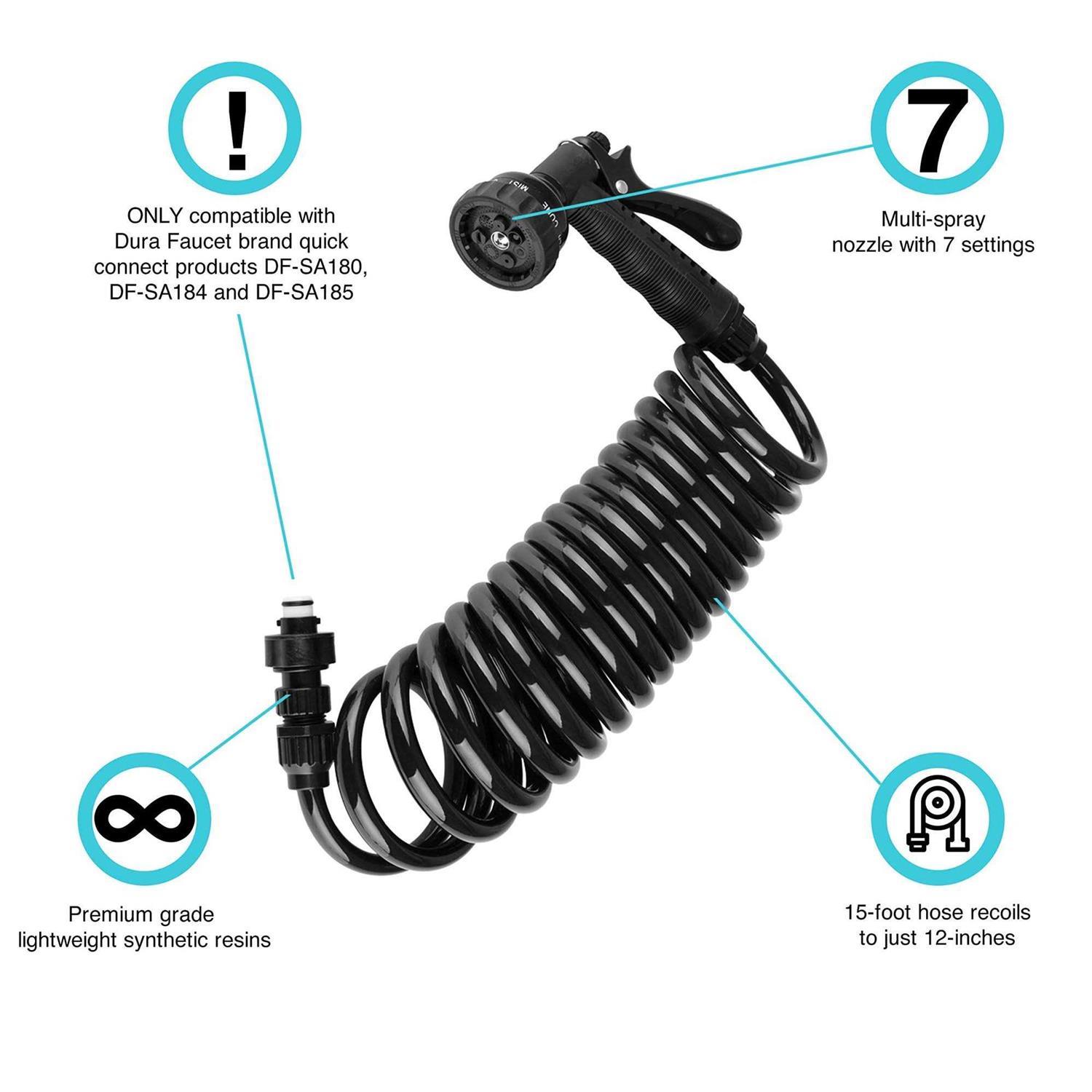 Dura Faucet DF-SA187-BK RV Exterior Quick Connect Sprayer & Hose Kit - Zenithce