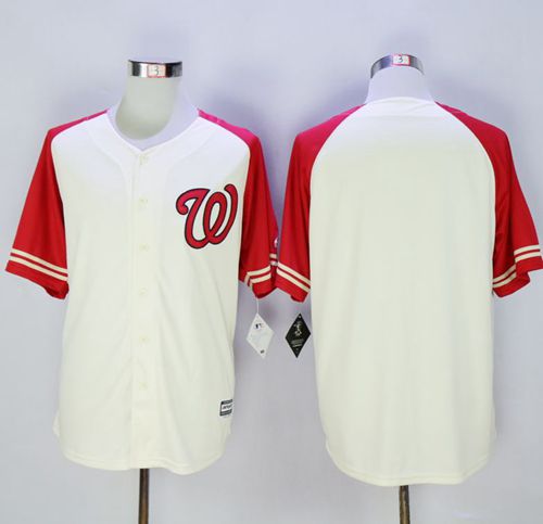 Nationals Blank Cream Red Exclusive New Cool Base Stitched Jersey - Zenithce
