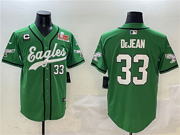 Philadelphia Eagles #33 Cooper DeJean Green 2025 Super Bowl LIX And 3-Star C Patch Stitched Jersey - Zenithce
