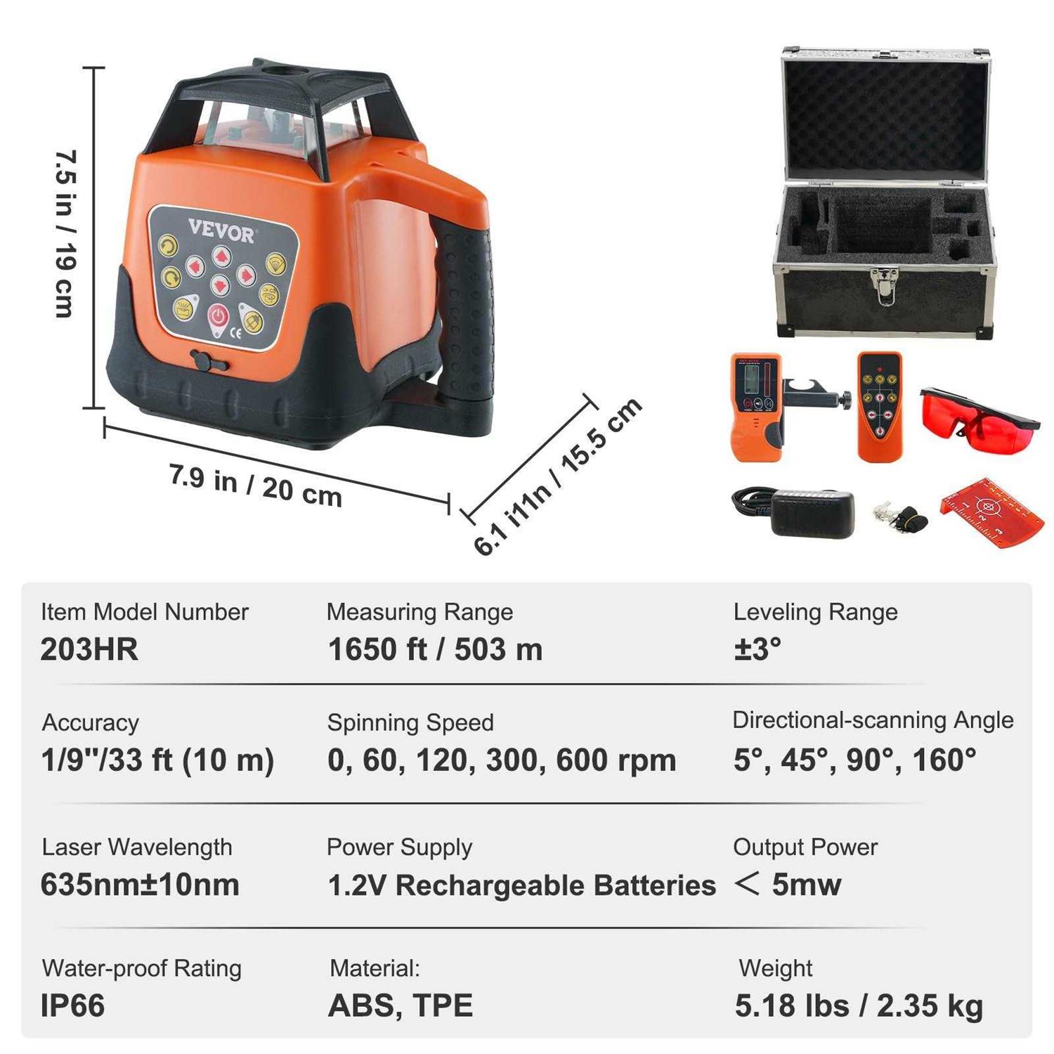 VEVOR Laser Level 100ft Self Leveling Manual Green 3 x 360° Cross 16 Line Laser - Zenithce