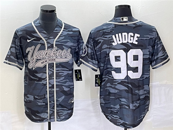 New York Yankees #99 Aaron Judge Gray Camo With Patch Cool Base Stitched Jersey - Zenithce