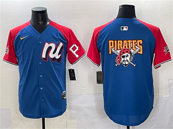 National League Pittsburgh Pirates Team Big Logo Blue Red Alternate 2025 All-Star Edition Limited Stitched Jersey - Zenithce