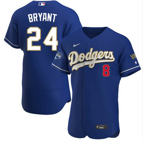 Los Angeles Dodgers Front #8 Back #24 Kobe Bryant Royal Blue Championship Sttiched Jersey - Zenithce