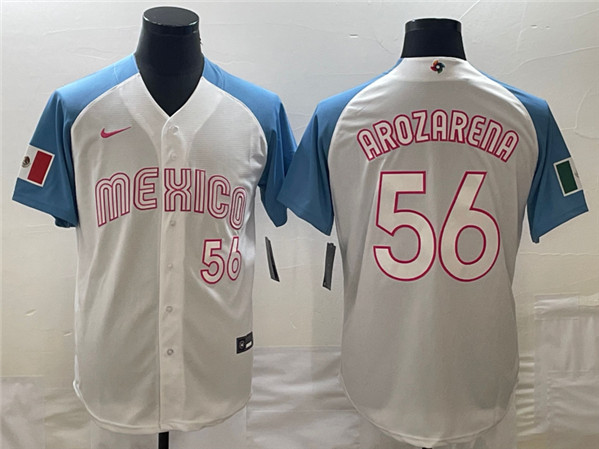Mexico #56 Randy Arozarena 2023 White Blue World Classic With Patch Stitched Jersey - Zenithce