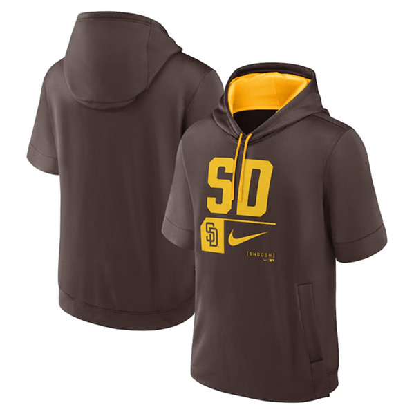 San Diego Padres Brown Tri Code Lockup Short Sleeve Pullover Hoodie - Zenithce