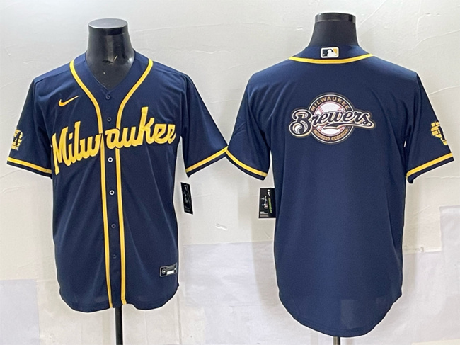 Milwaukee Brewers Team Big Logo Navy 2025 With Patch Stitched Jersey - Zenithce