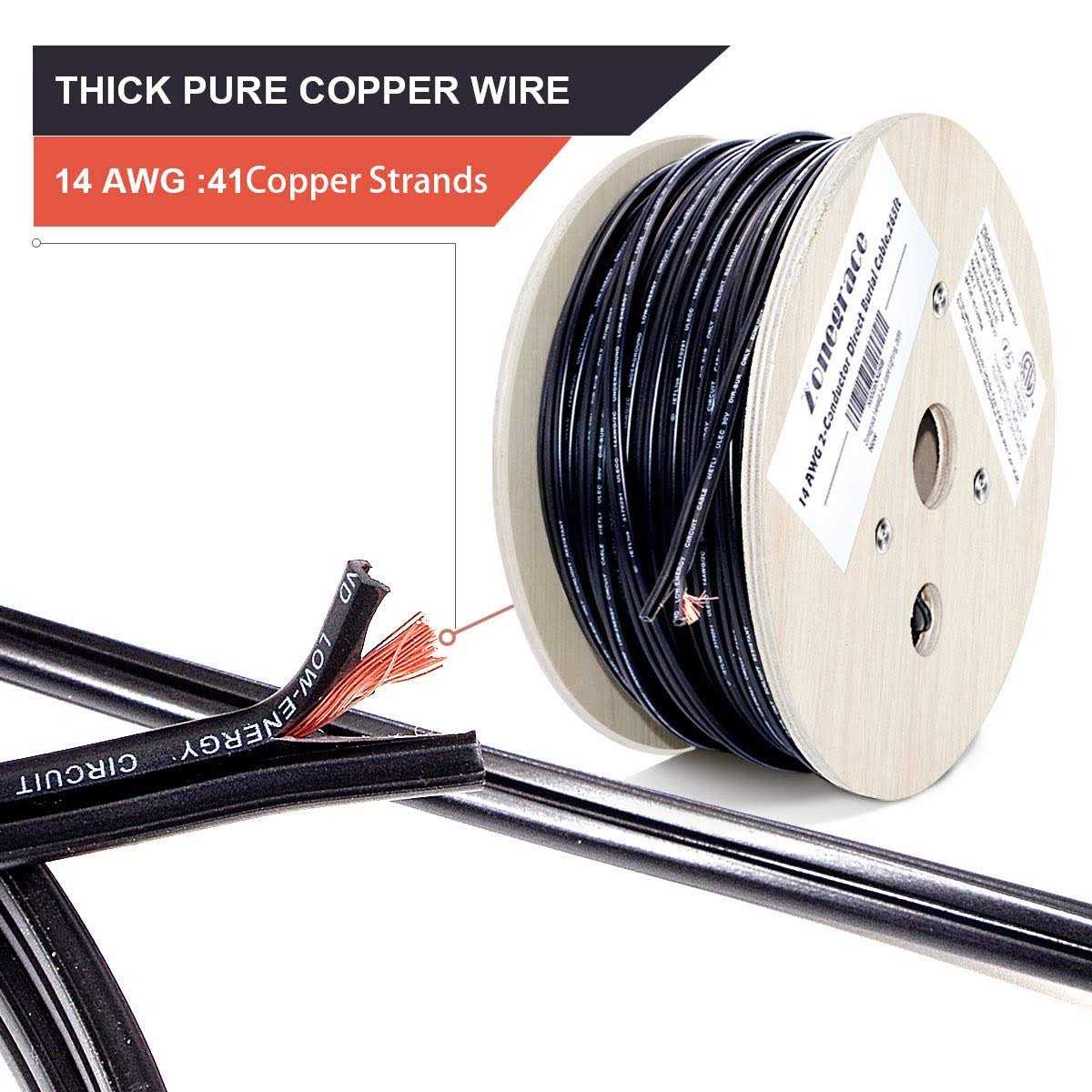 Zonegrace 12awg 2-Conductor 12/2 Direct Burial Wire for Low Voltage Landscape Lighting - Zenithce