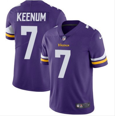 Minnesota Vikings #7 Case Keenum Purple Vapor Untouchable Limited Stitched Jersey - Zenithce