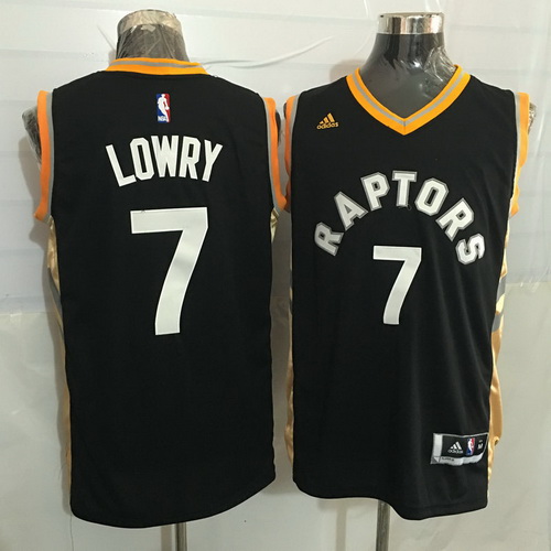 Toronto Raptors #7 Kyle Lowry Black With Gold New Rev 30 Swingman Jersey - Zenithce