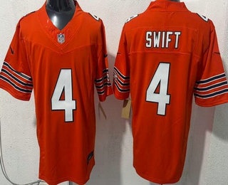 Chicago Bears #4 D'Andre Swift Limited Orange FUSE Vapor Jersey - Zenithce