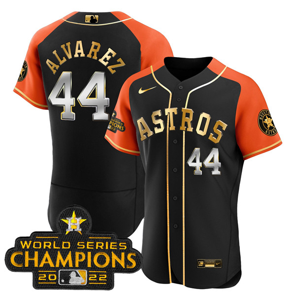 Houston Astros #44 Yordan Alvarez 2023 Black Gold V2 Alternate Flex Base Stitched Jersey - Zenithce