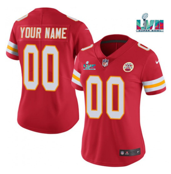 Women's Kansas City Chiefs Active Player Custom Red Super Bowl LVII Patch Vapor Stitched Jersey(Run Small) - Zenithce