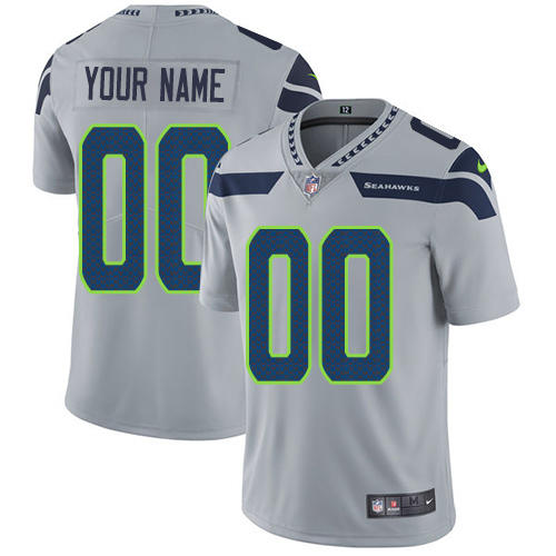 Seattle Seahawks Customized Gray Alternate Vapor Untouchable Limited Stitched NFL Jersey - Zenithce