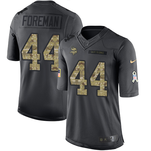 Vikings #44 Chuck Foreman Black Stitched Limited 2016 Salute To Service Nike Jersey - Zenithce
