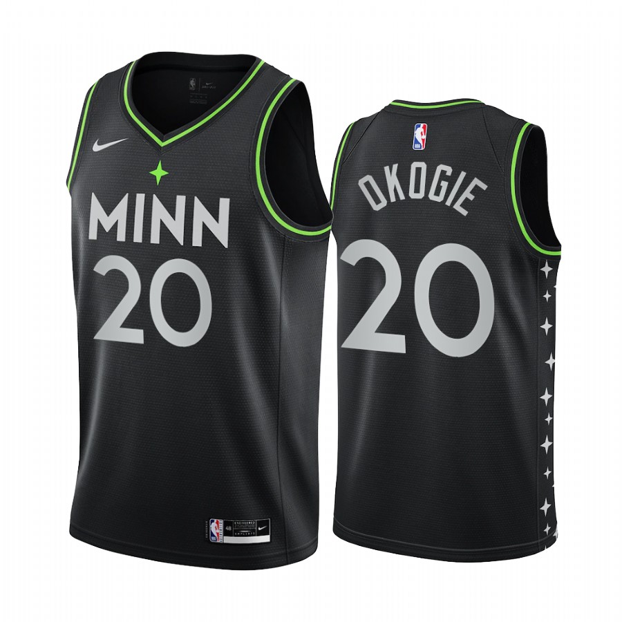 Timberwolves #20 Josh Okogie Black Swingman 2020-21 City Edition Jersey - Zenithce